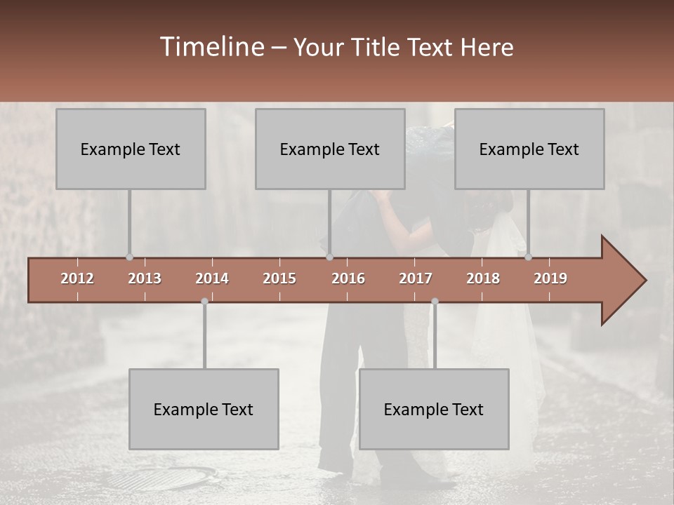 A Man And Woman Kissing In The Rain PowerPoint Template