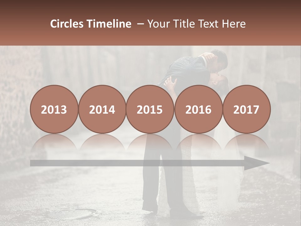 A Man And Woman Kissing In The Rain PowerPoint Template