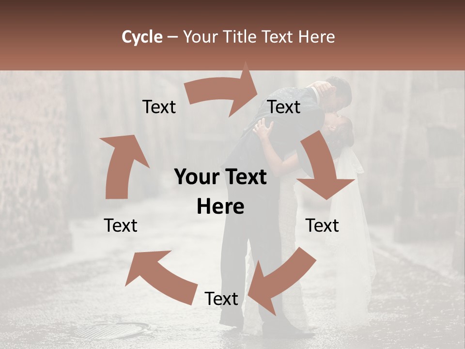 A Man And Woman Kissing In The Rain PowerPoint Template