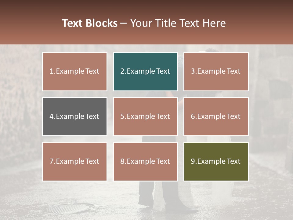 A Man And Woman Kissing In The Rain PowerPoint Template