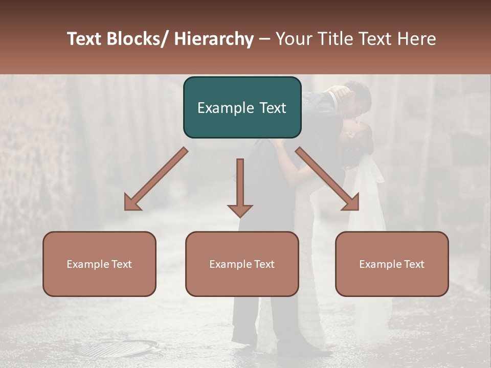 A Man And Woman Kissing In The Rain PowerPoint Template