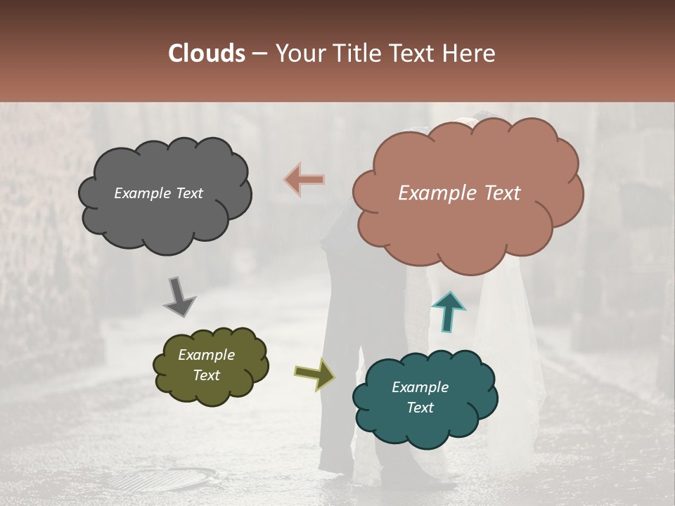 A Man And Woman Kissing In The Rain PowerPoint Template