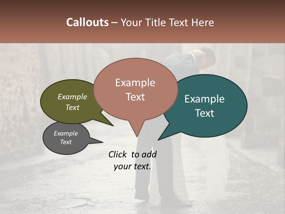 A Man And Woman Kissing In The Rain PowerPoint Template