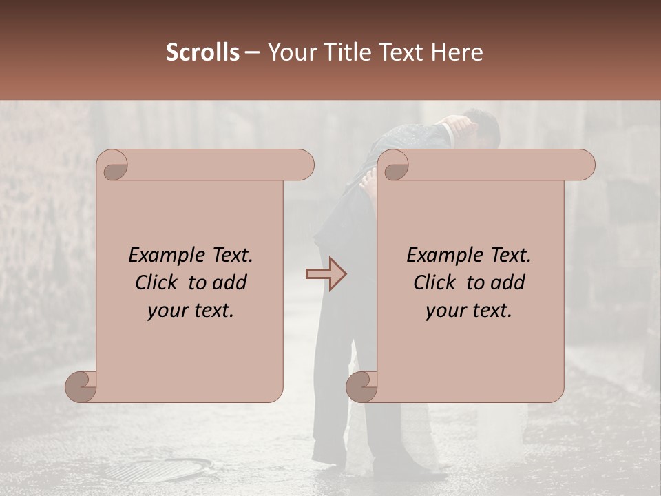 A Man And Woman Kissing In The Rain PowerPoint Template