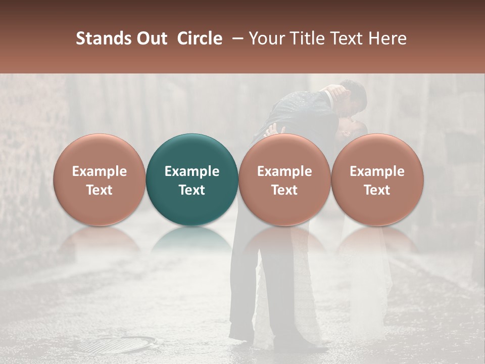 A Man And Woman Kissing In The Rain PowerPoint Template