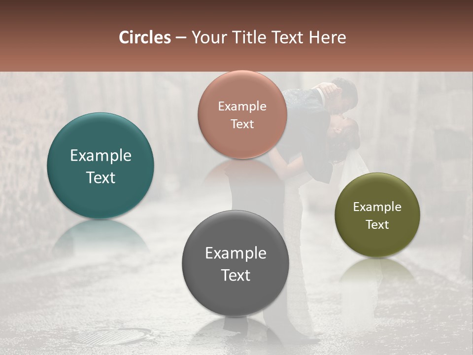 A Man And Woman Kissing In The Rain PowerPoint Template