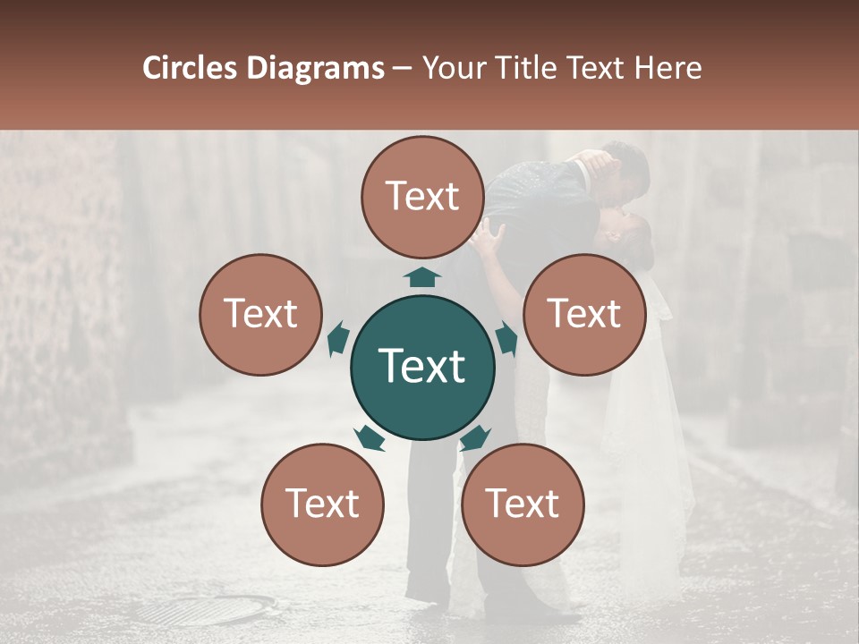 A Man And Woman Kissing In The Rain PowerPoint Template