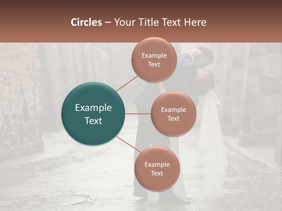 A Man And Woman Kissing In The Rain PowerPoint Template