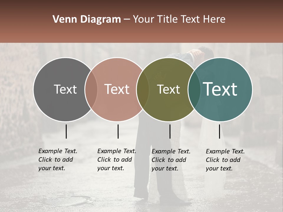 A Man And Woman Kissing In The Rain PowerPoint Template