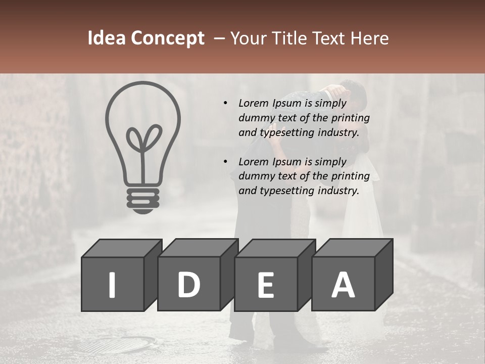 A Man And Woman Kissing In The Rain PowerPoint Template