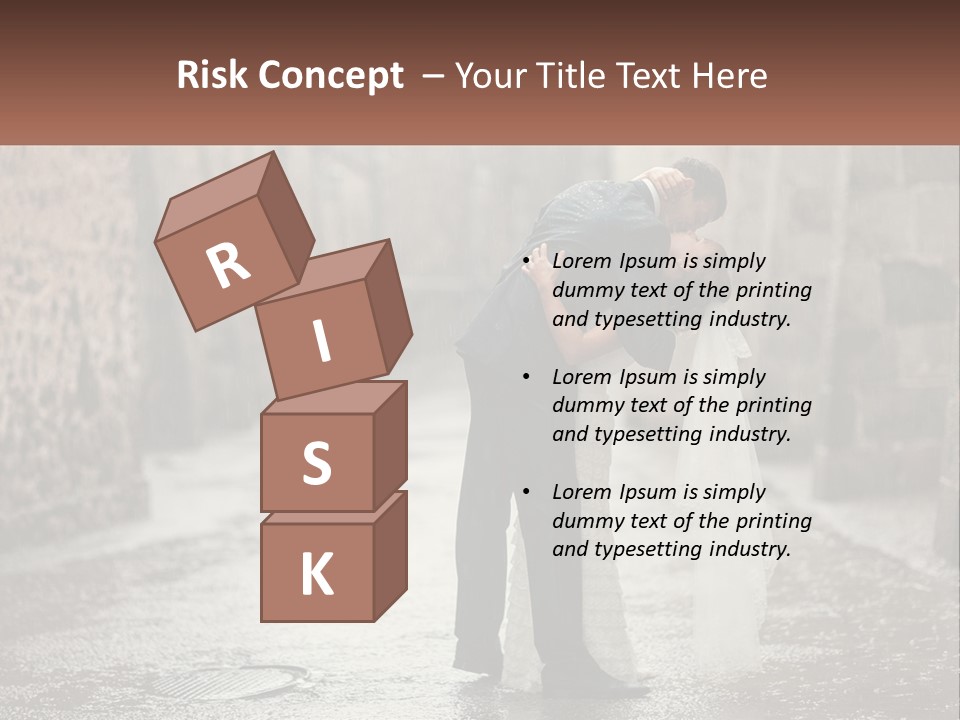 A Man And Woman Kissing In The Rain PowerPoint Template