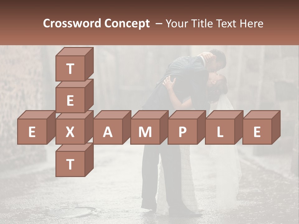 A Man And Woman Kissing In The Rain PowerPoint Template