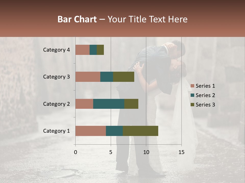 A Man And Woman Kissing In The Rain PowerPoint Template