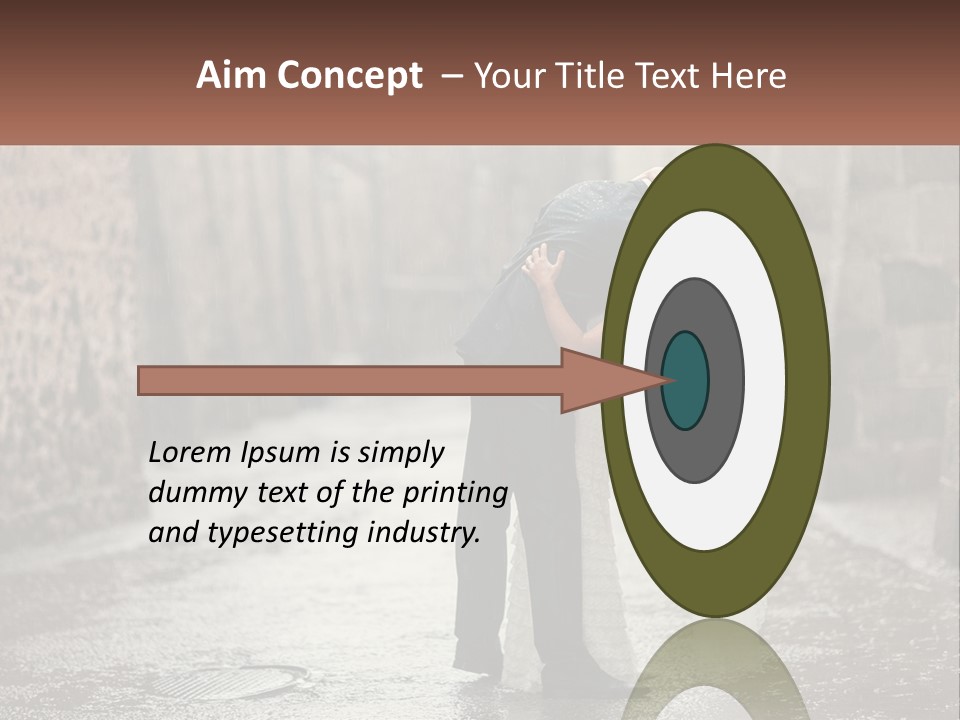 A Man And Woman Kissing In The Rain PowerPoint Template