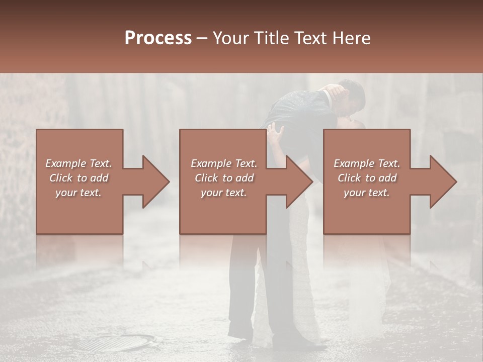 A Man And Woman Kissing In The Rain PowerPoint Template