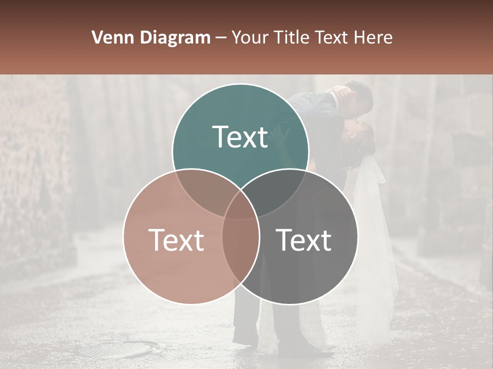 A Man And Woman Kissing In The Rain PowerPoint Template