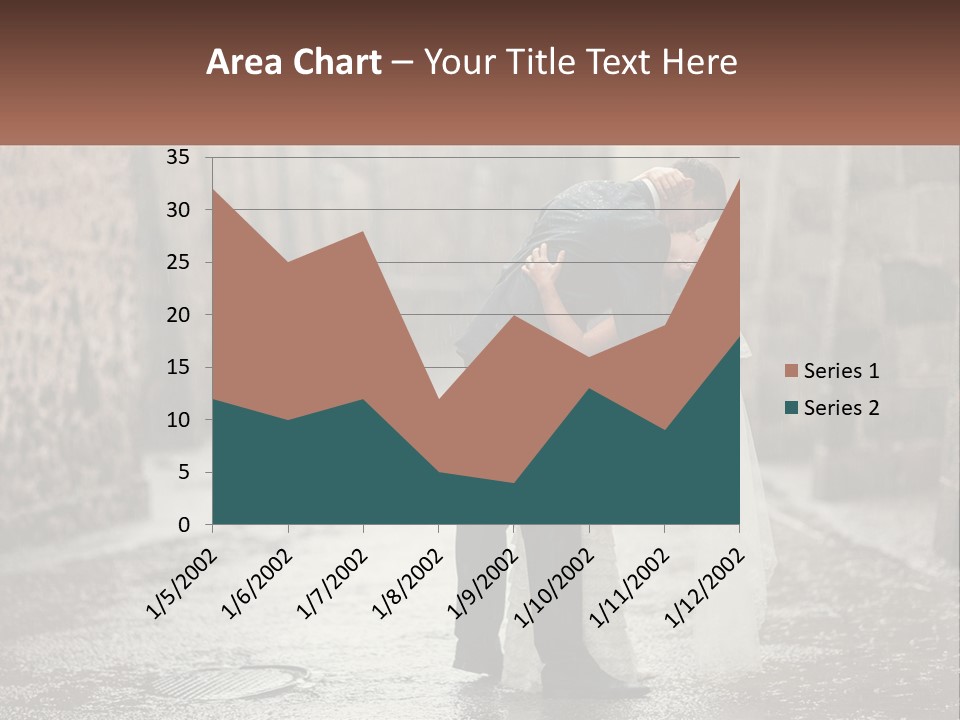 A Man And Woman Kissing In The Rain PowerPoint Template
