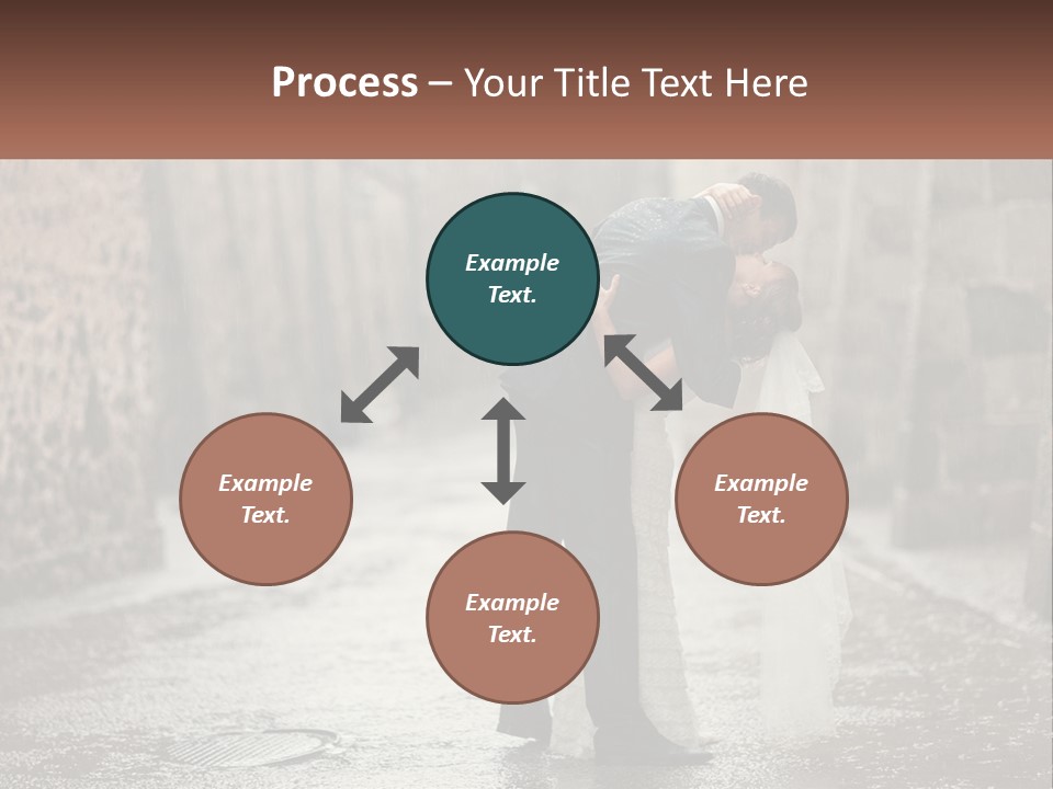 A Man And Woman Kissing In The Rain PowerPoint Template