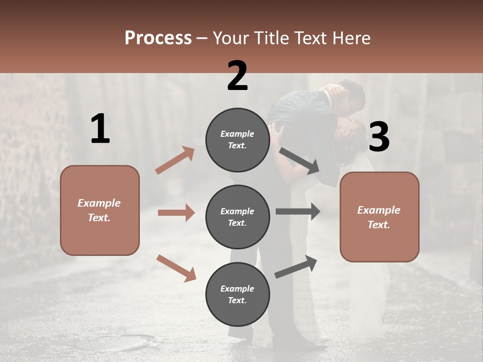 A Man And Woman Kissing In The Rain PowerPoint Template