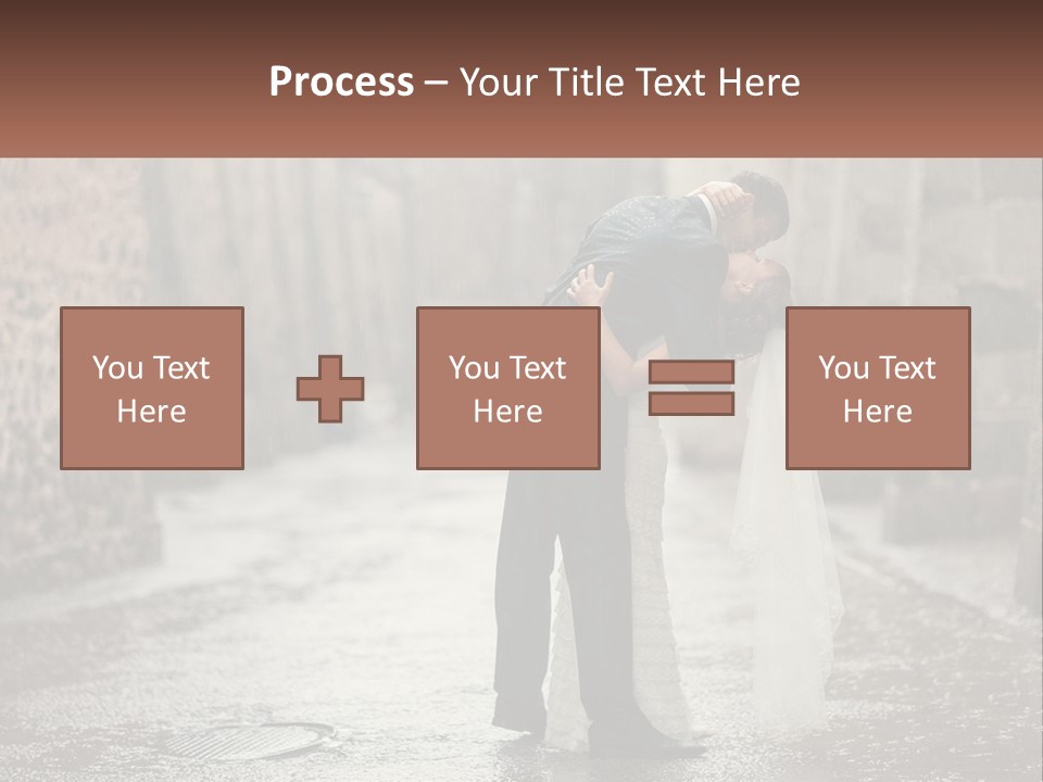 A Man And Woman Kissing In The Rain PowerPoint Template