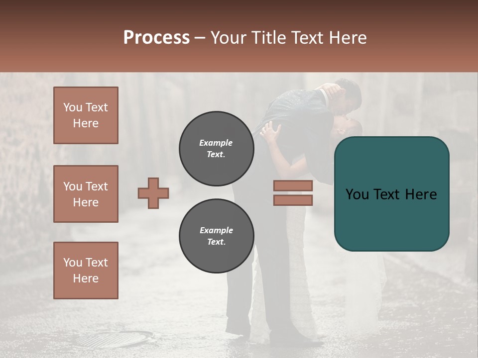 A Man And Woman Kissing In The Rain PowerPoint Template