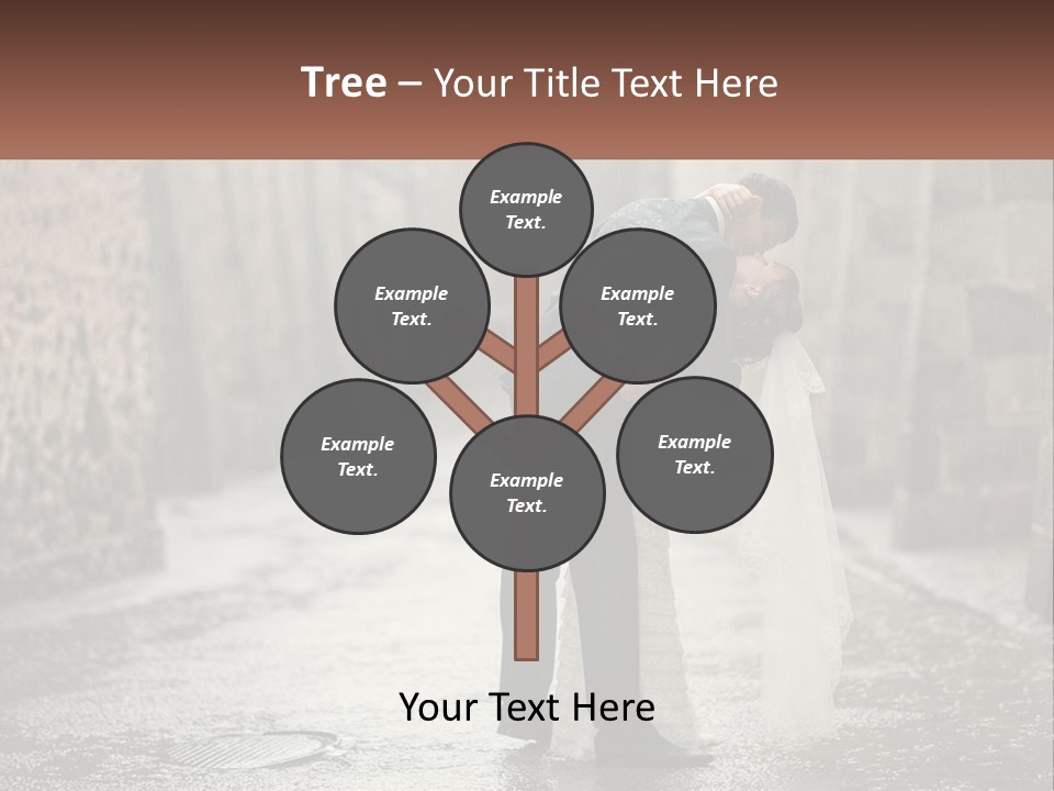 A Man And Woman Kissing In The Rain PowerPoint Template