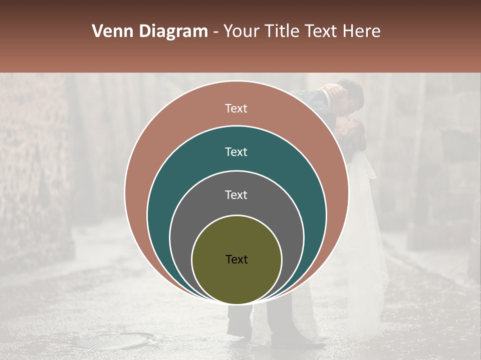 A Man And Woman Kissing In The Rain PowerPoint Template