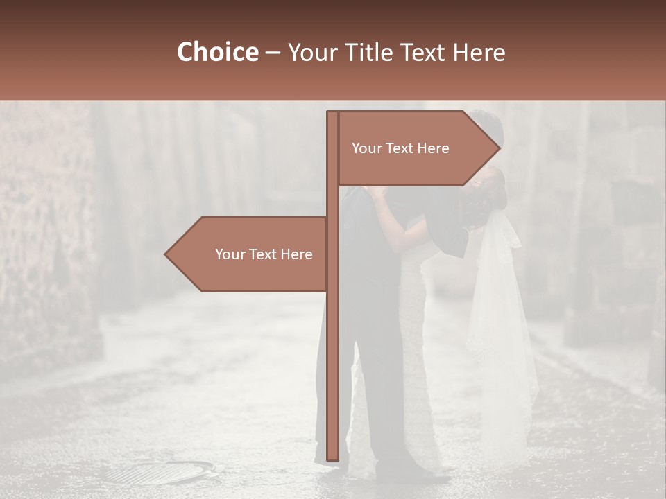 A Man And Woman Kissing In The Rain PowerPoint Template