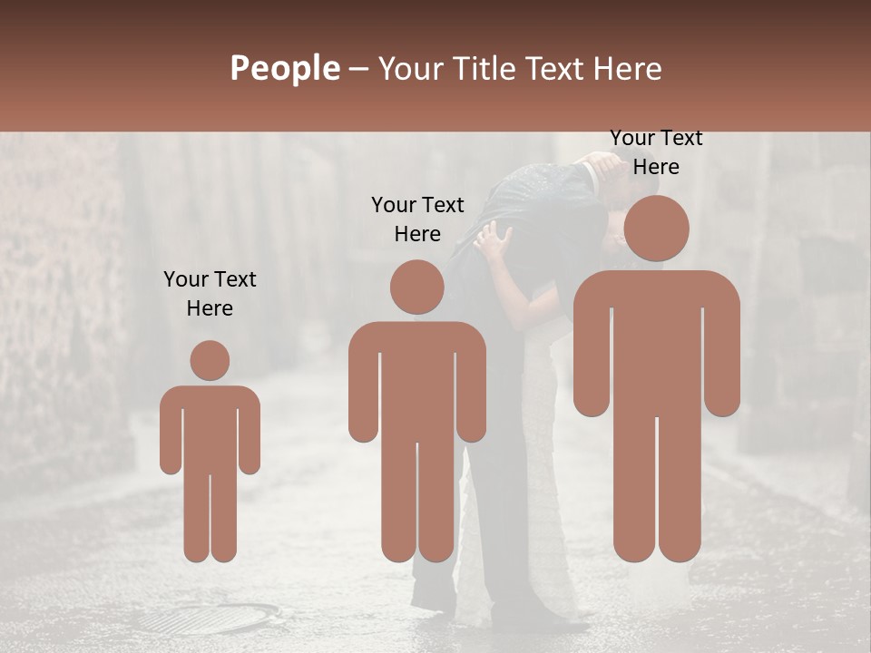 A Man And Woman Kissing In The Rain PowerPoint Template