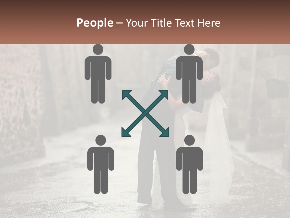 A Man And Woman Kissing In The Rain PowerPoint Template