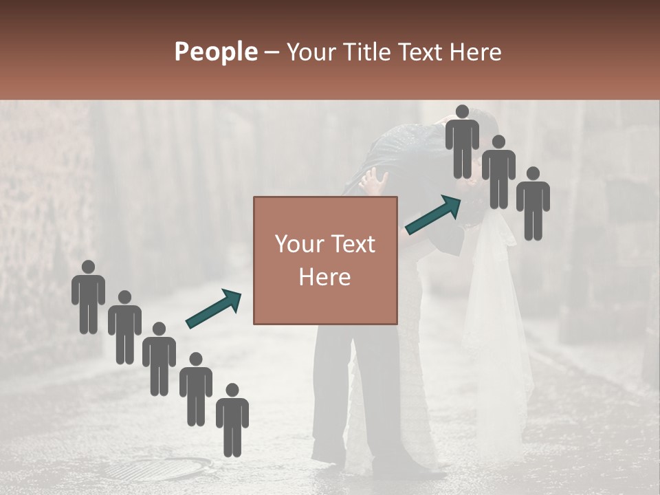 A Man And Woman Kissing In The Rain PowerPoint Template