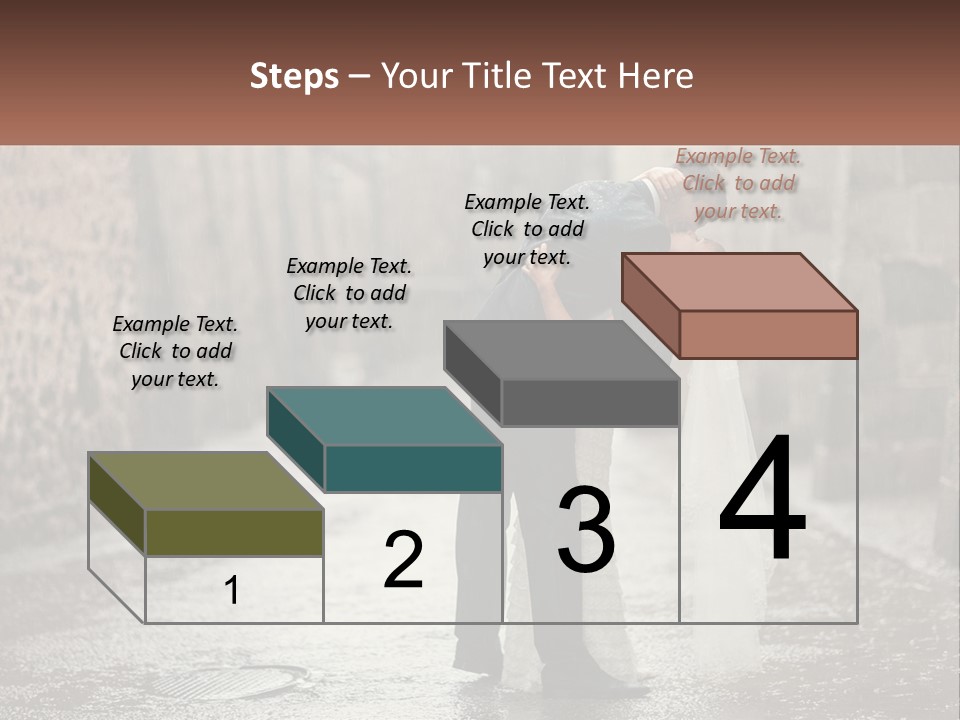 A Man And Woman Kissing In The Rain PowerPoint Template