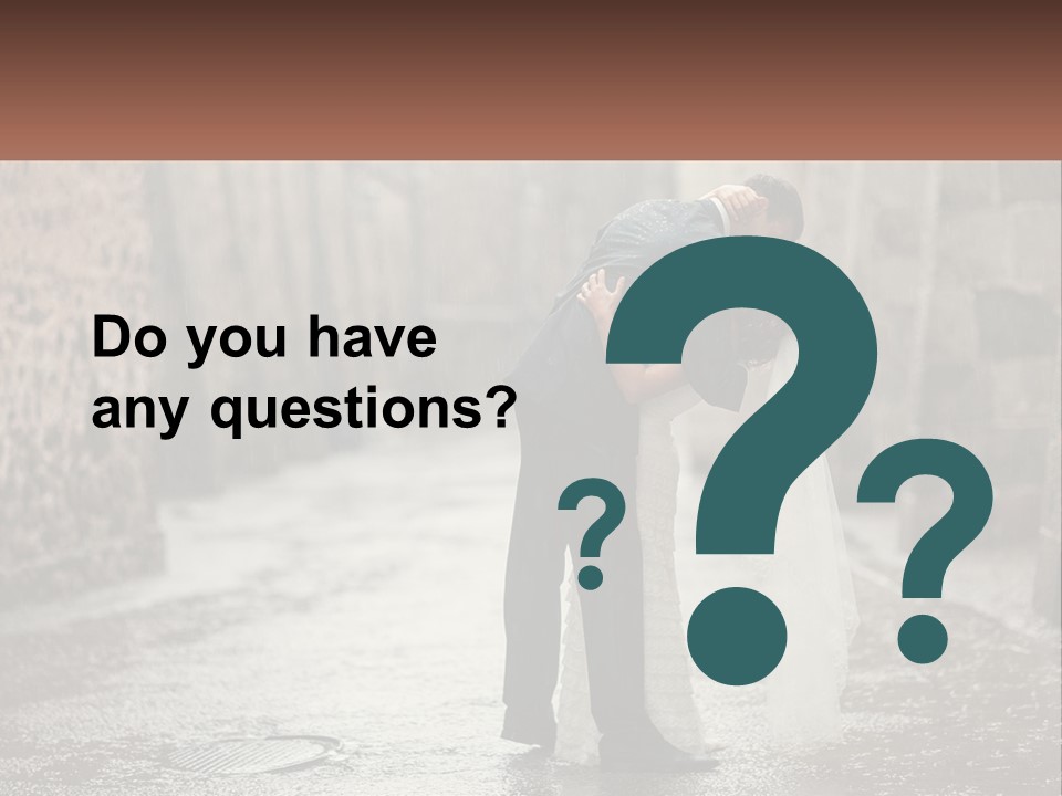 A Man And Woman Kissing In The Rain PowerPoint Template