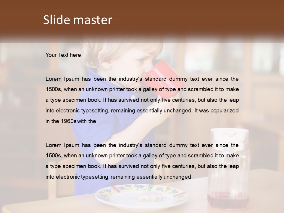 A Little Boy Drinking From A Red Cup PowerPoint Template