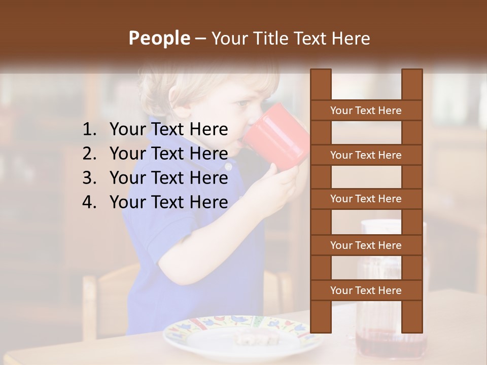 A Little Boy Drinking From A Red Cup PowerPoint Template