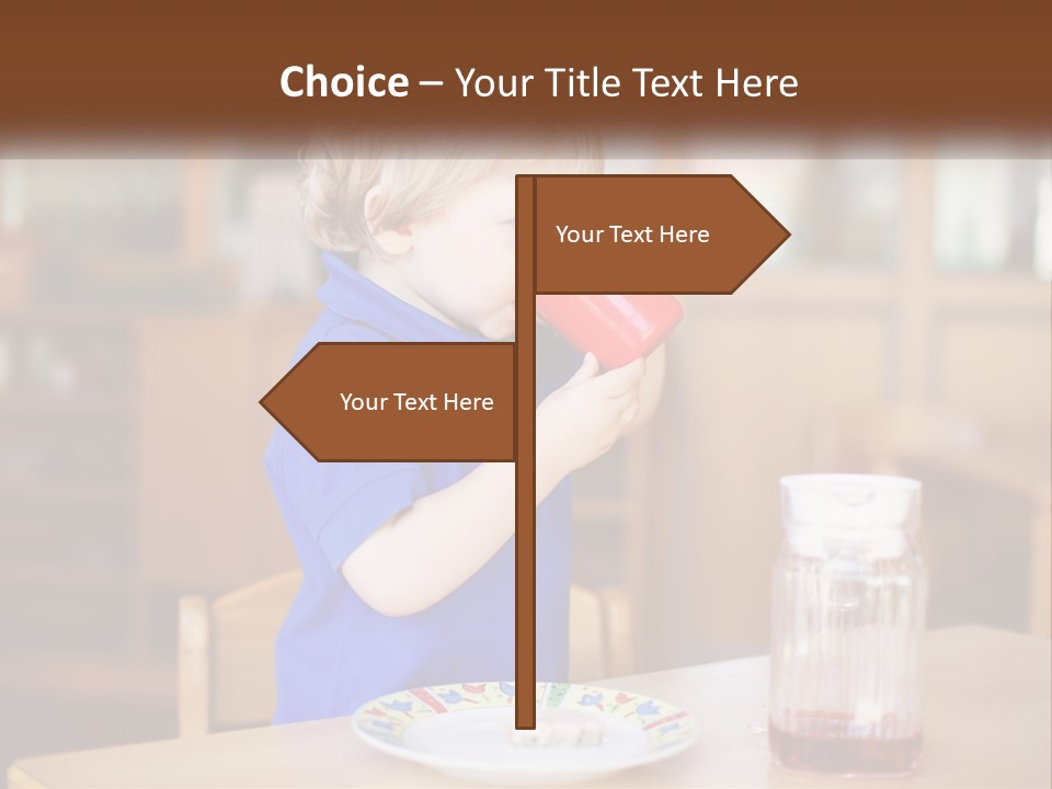 A Little Boy Drinking From A Red Cup PowerPoint Template