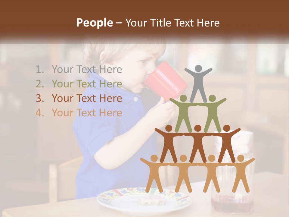 A Little Boy Drinking From A Red Cup PowerPoint Template