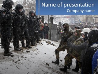 A Group Of Military Men Standing In The Snow PowerPoint Template