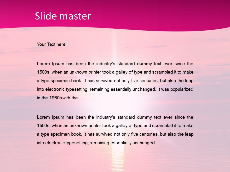 A Bright Pink Sunset Over The Ocean Powerpoint Template PowerPoint Template