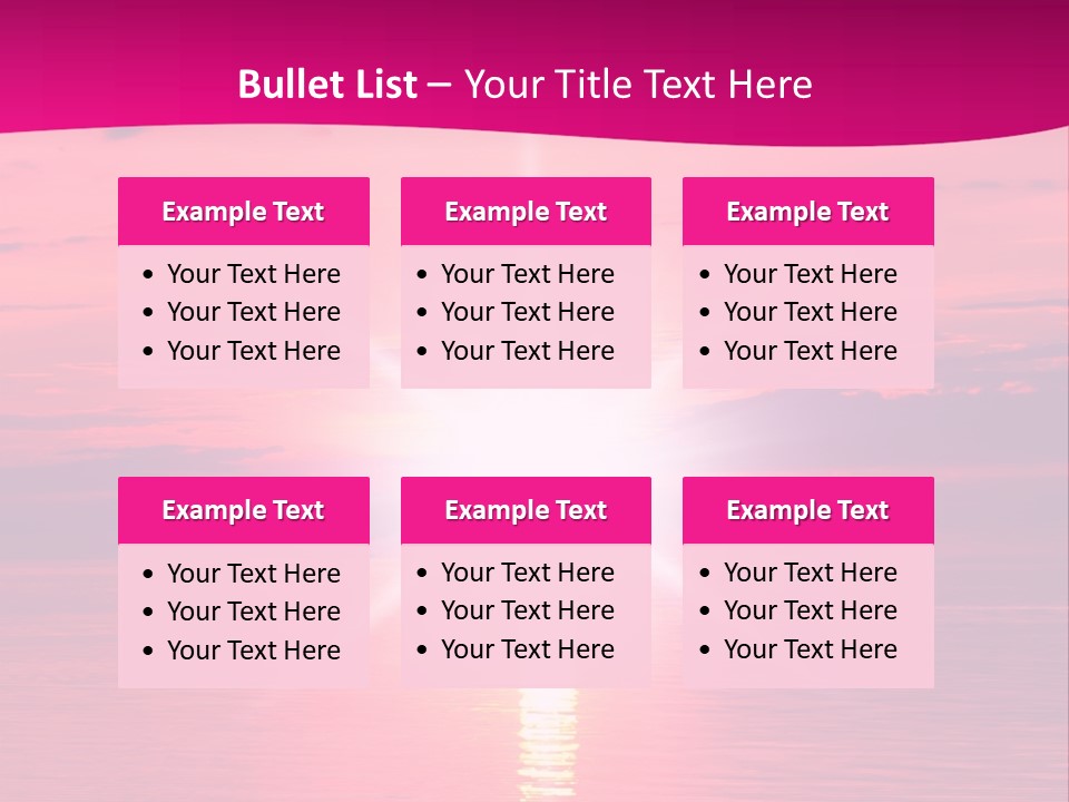 A Bright Pink Sunset Over The Ocean Powerpoint Template PowerPoint Template
