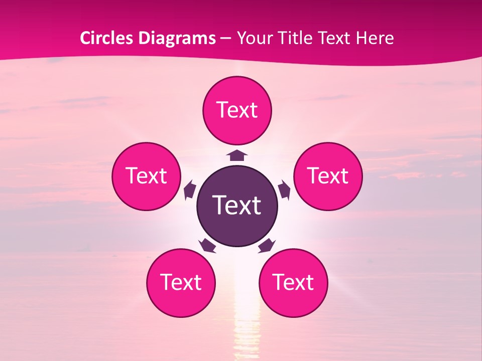 A Bright Pink Sunset Over The Ocean Powerpoint Template PowerPoint Template