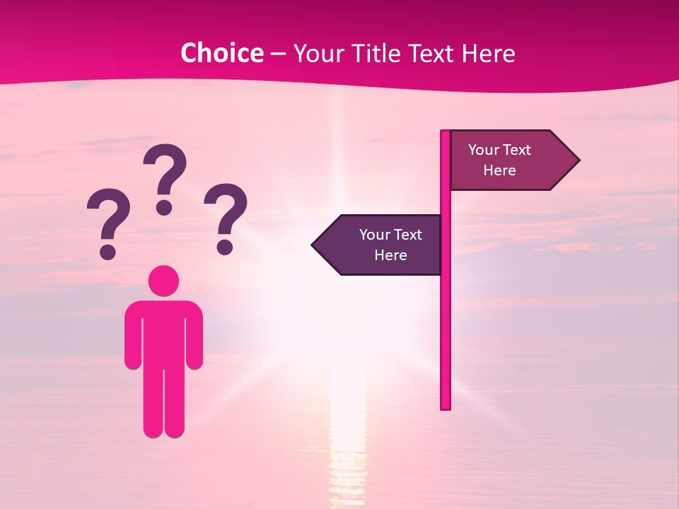 A Bright Pink Sunset Over The Ocean Powerpoint Template PowerPoint Template