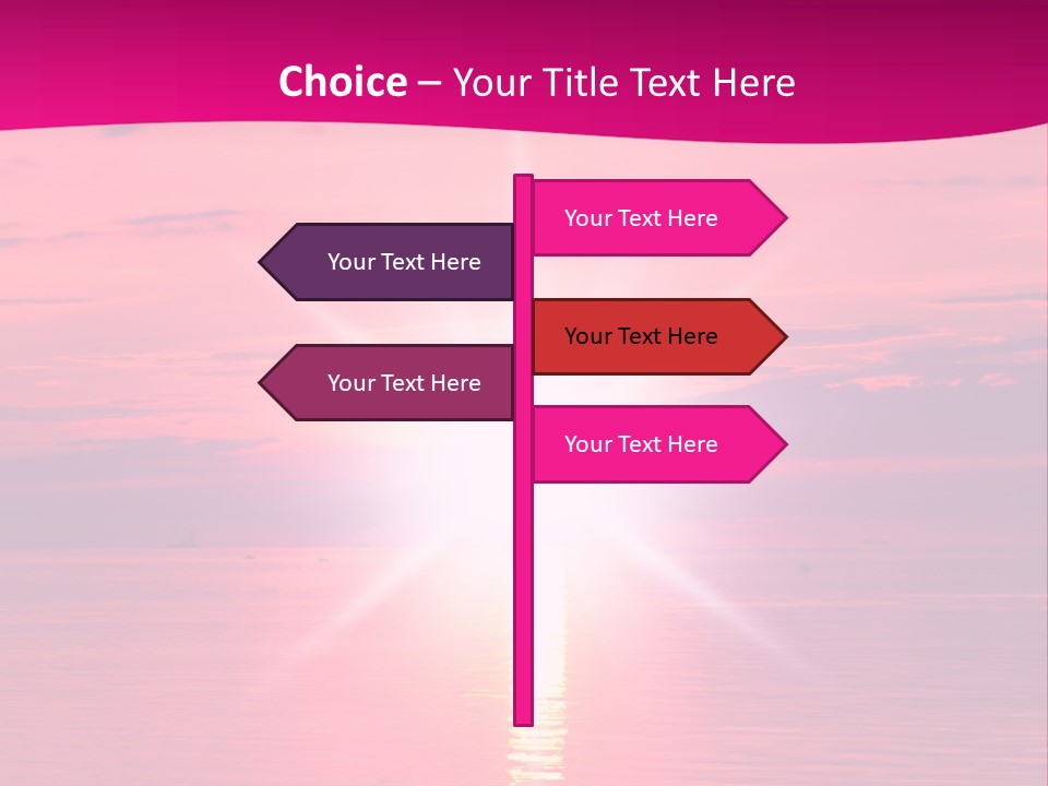 A Bright Pink Sunset Over The Ocean Powerpoint Template PowerPoint Template