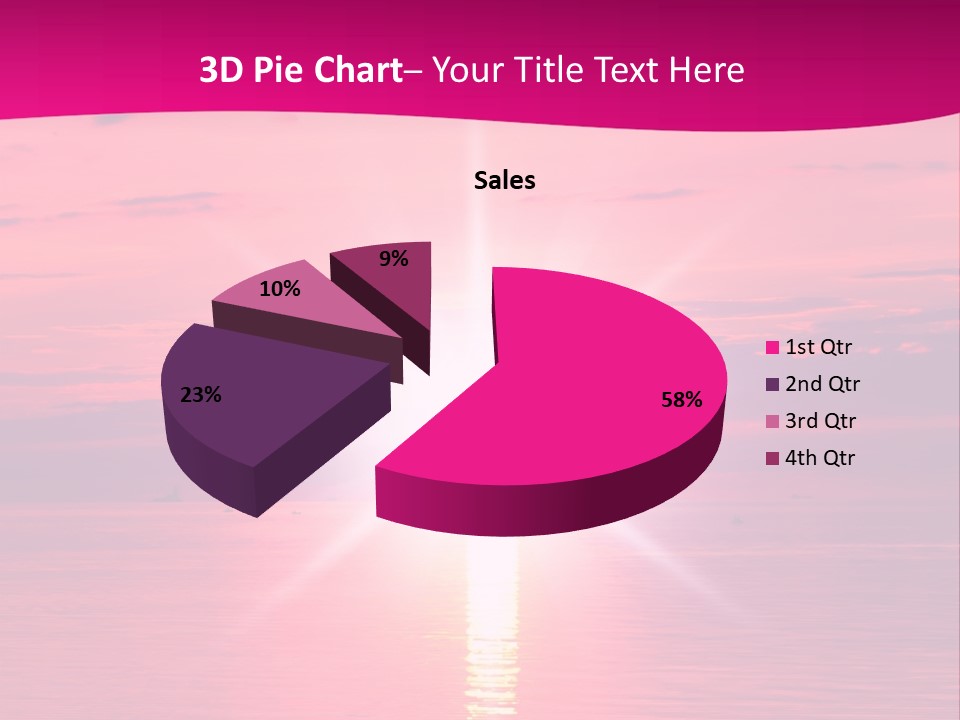 A Bright Pink Sunset Over The Ocean Powerpoint Template PowerPoint Template
