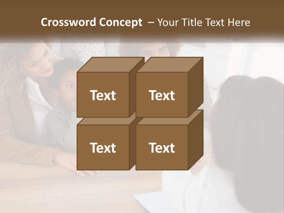 A Group Of People Sitting Around A Wooden Table PowerPoint Template