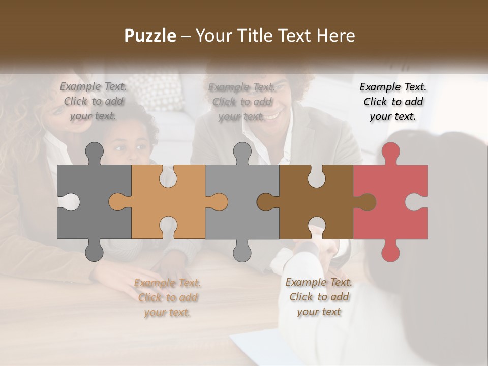 A Group Of People Sitting Around A Wooden Table PowerPoint Template
