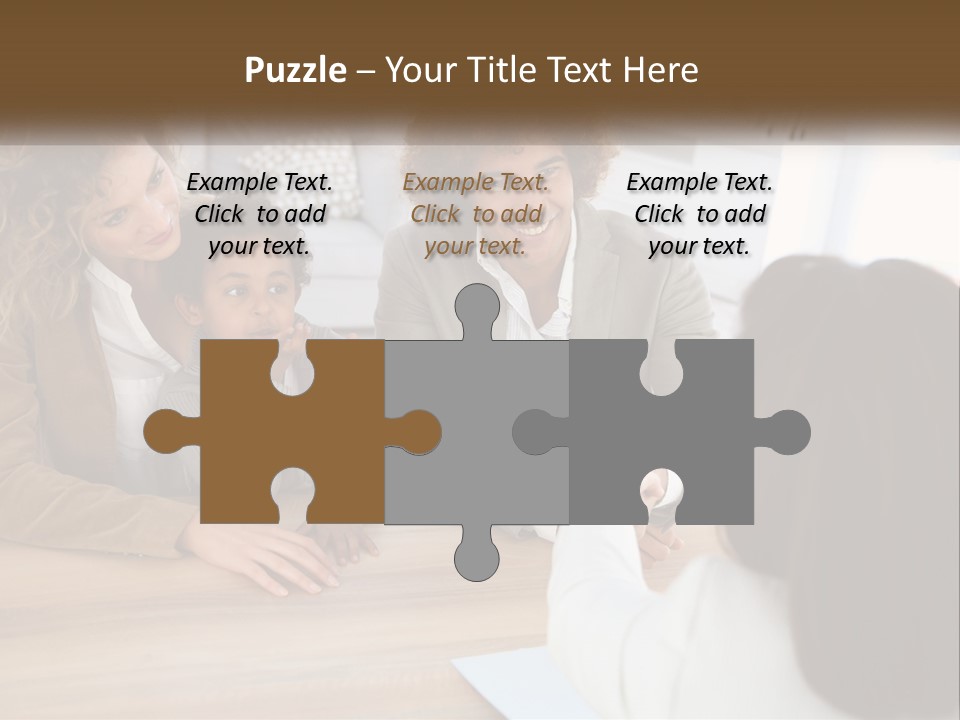 A Group Of People Sitting Around A Wooden Table PowerPoint Template