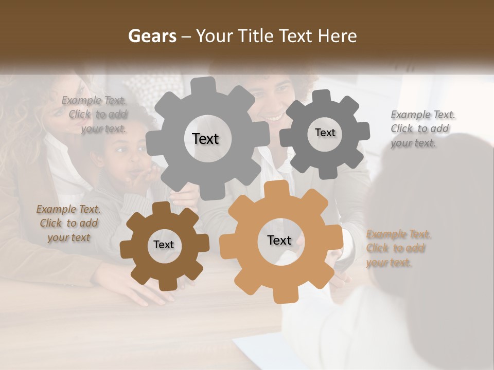 A Group Of People Sitting Around A Wooden Table PowerPoint Template