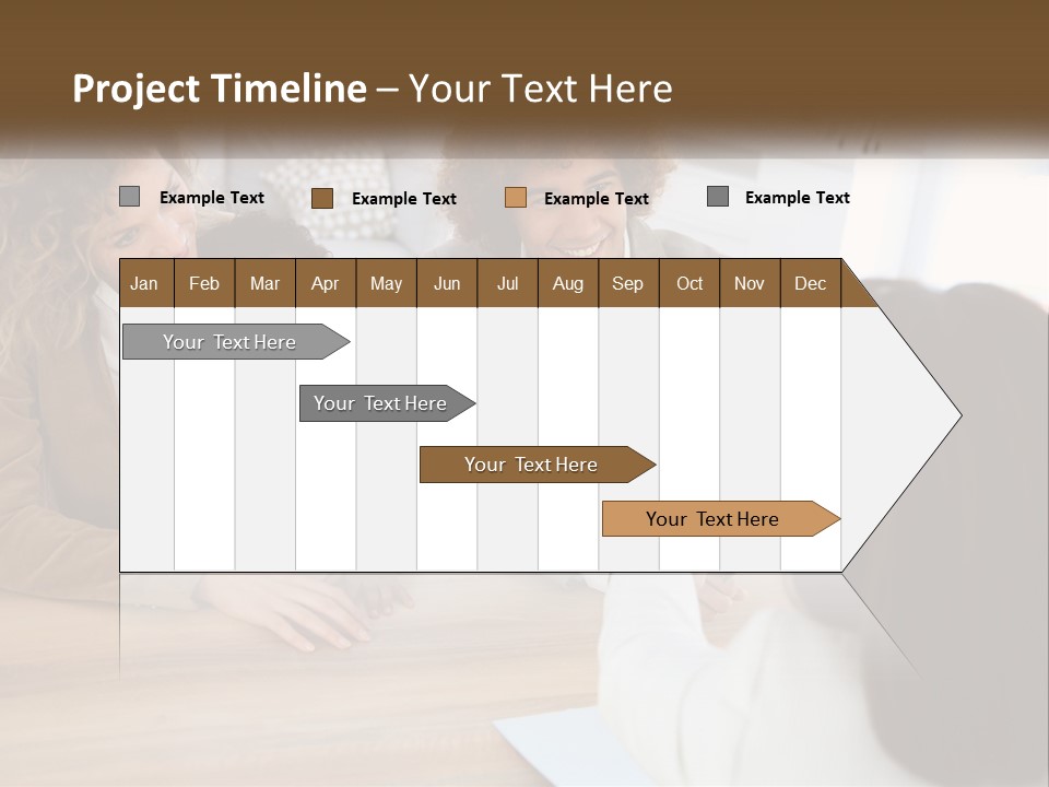 A Group Of People Sitting Around A Wooden Table PowerPoint Template
