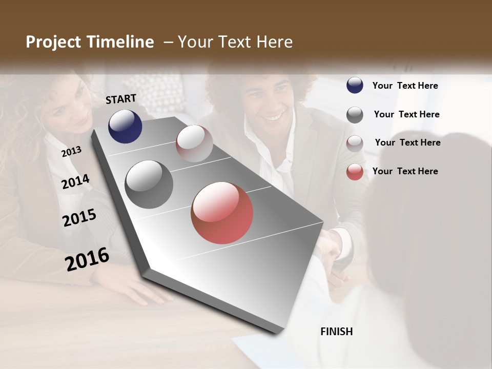 A Group Of People Sitting Around A Wooden Table PowerPoint Template